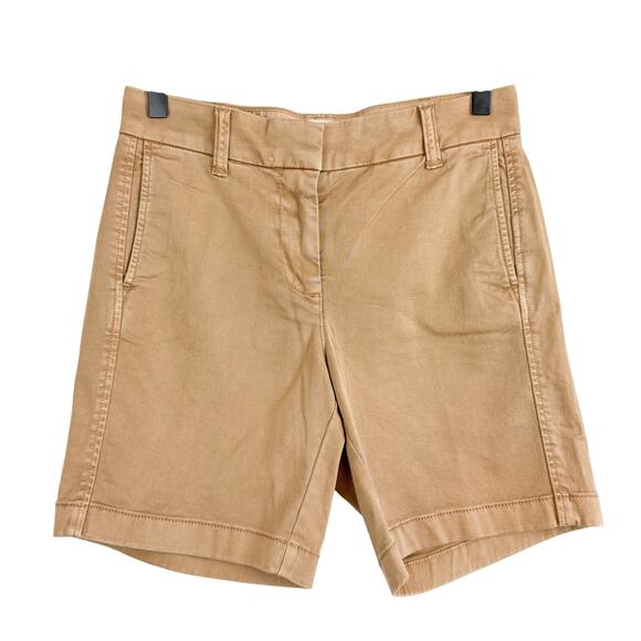 J.Crew Womens 7” Stretch Chino Shorts Tan Khaki Mid-Rise SU22 - 0 - Picture 1 of 9